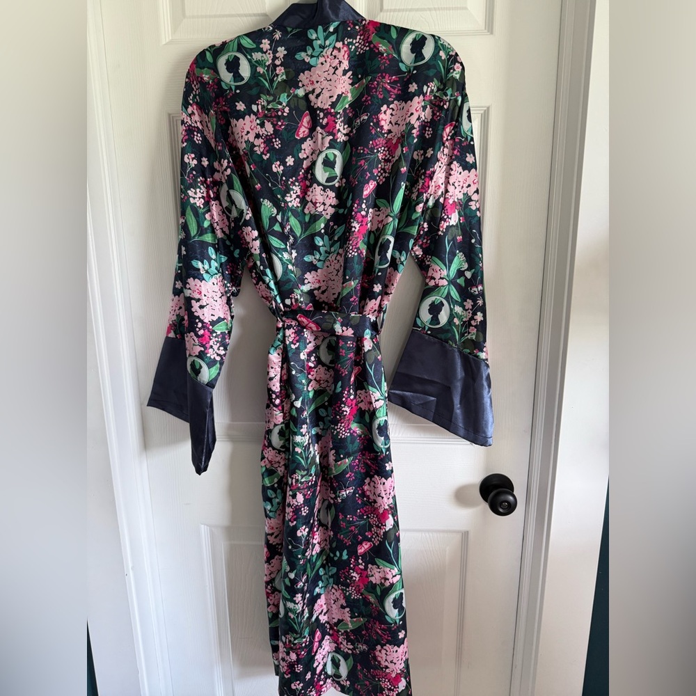 Bridgerton Floral Satin Robe with Belt - Picture 3 of 3